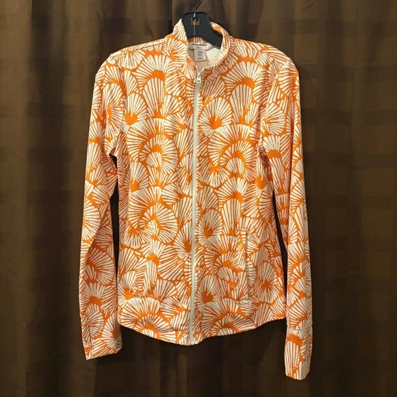 Tommy Bahama Golf Full Zip Orange Print Long Sleeve Jacket Outdoor Active Medium - Picture 3 of 5